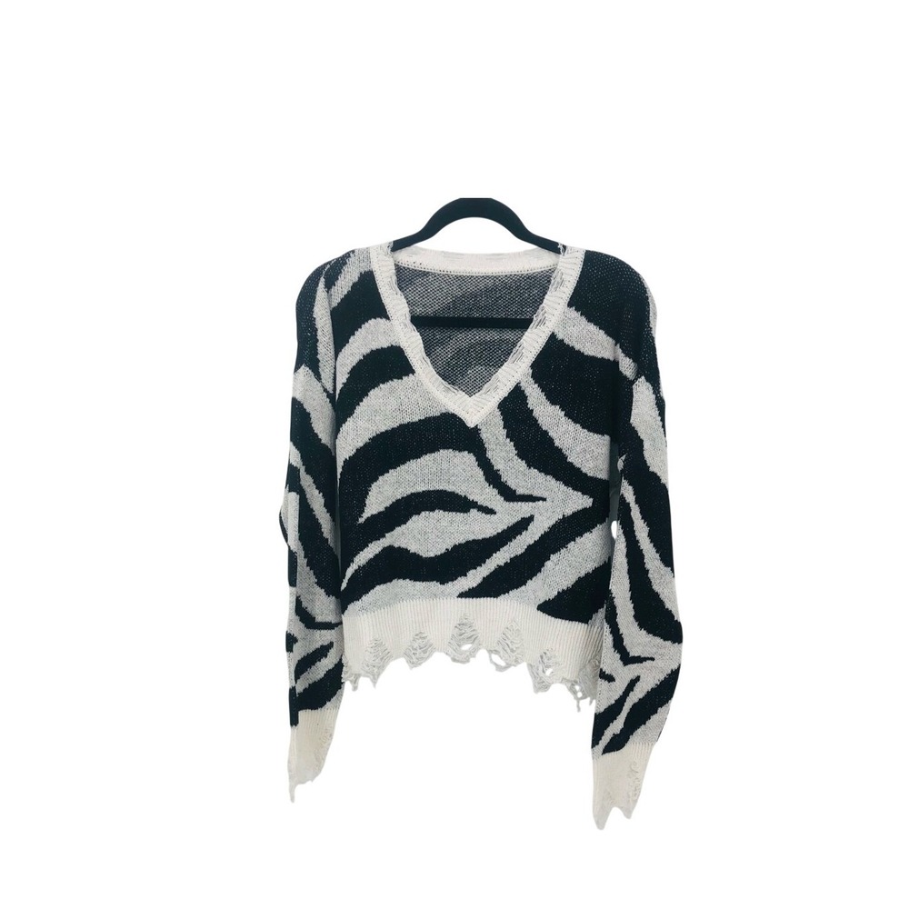 Shein Black and‎ white zebra print sweater